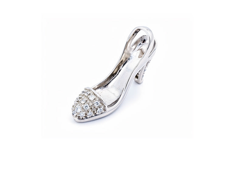 Shoe Diamond Pendant - 18ct White Gold