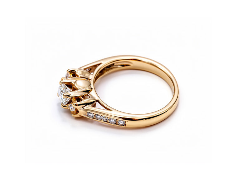 0.75ct Natural Diamond Trilogy Ring - 18ct Yellow Gold