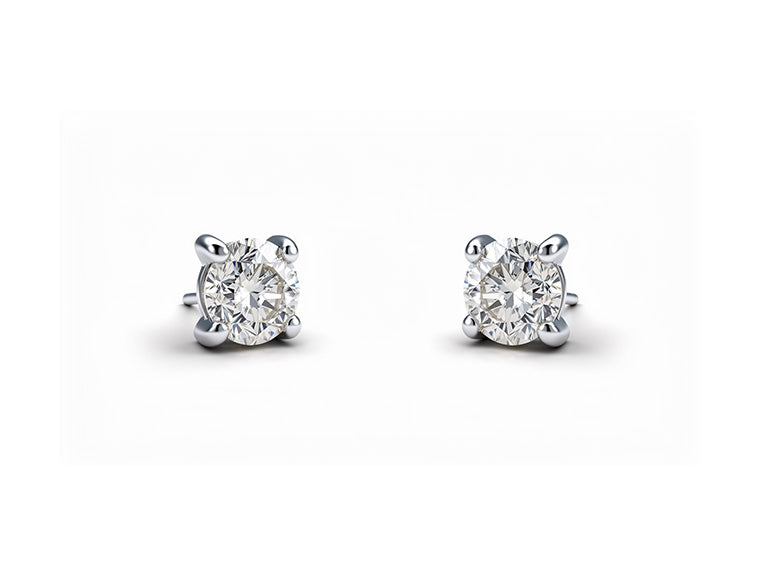 2cts Natural Diamonds Stud Earrings - 18ct White Gold