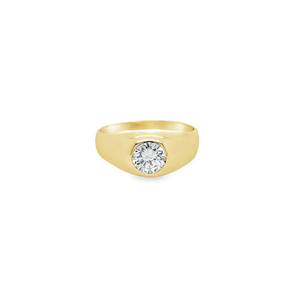 (1935) 1.07ct Diamond Signet Ring (18ct Yellow Gold)