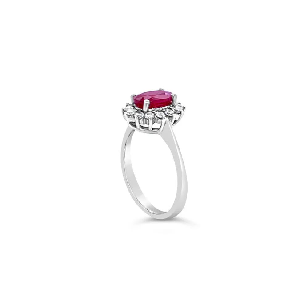 (REF 1187)1.00ct DIAMOND RUBY CLUSTER RING (18CT WHITE GOLD)
