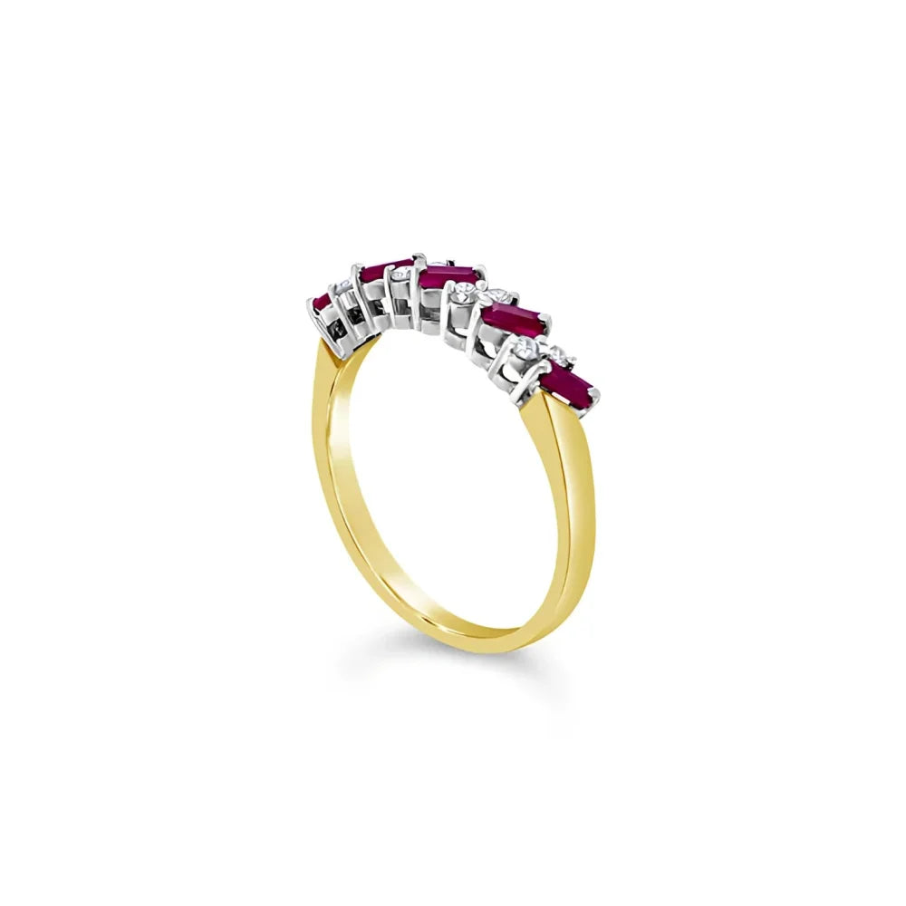 (REF 1194) Ruby and Diamond Ring (18CT YELLOW GOLD)