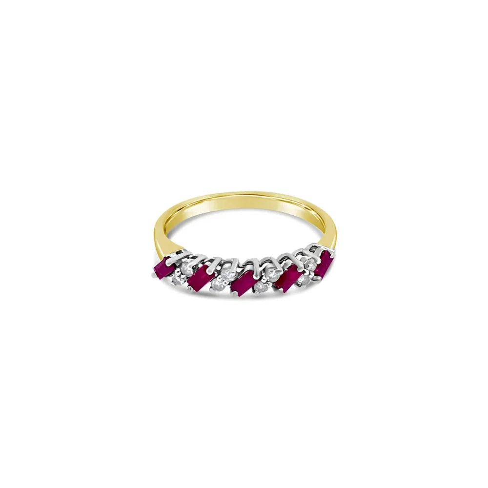 (REF 1194) Ruby and Diamond Ring (18CT YELLOW GOLD)