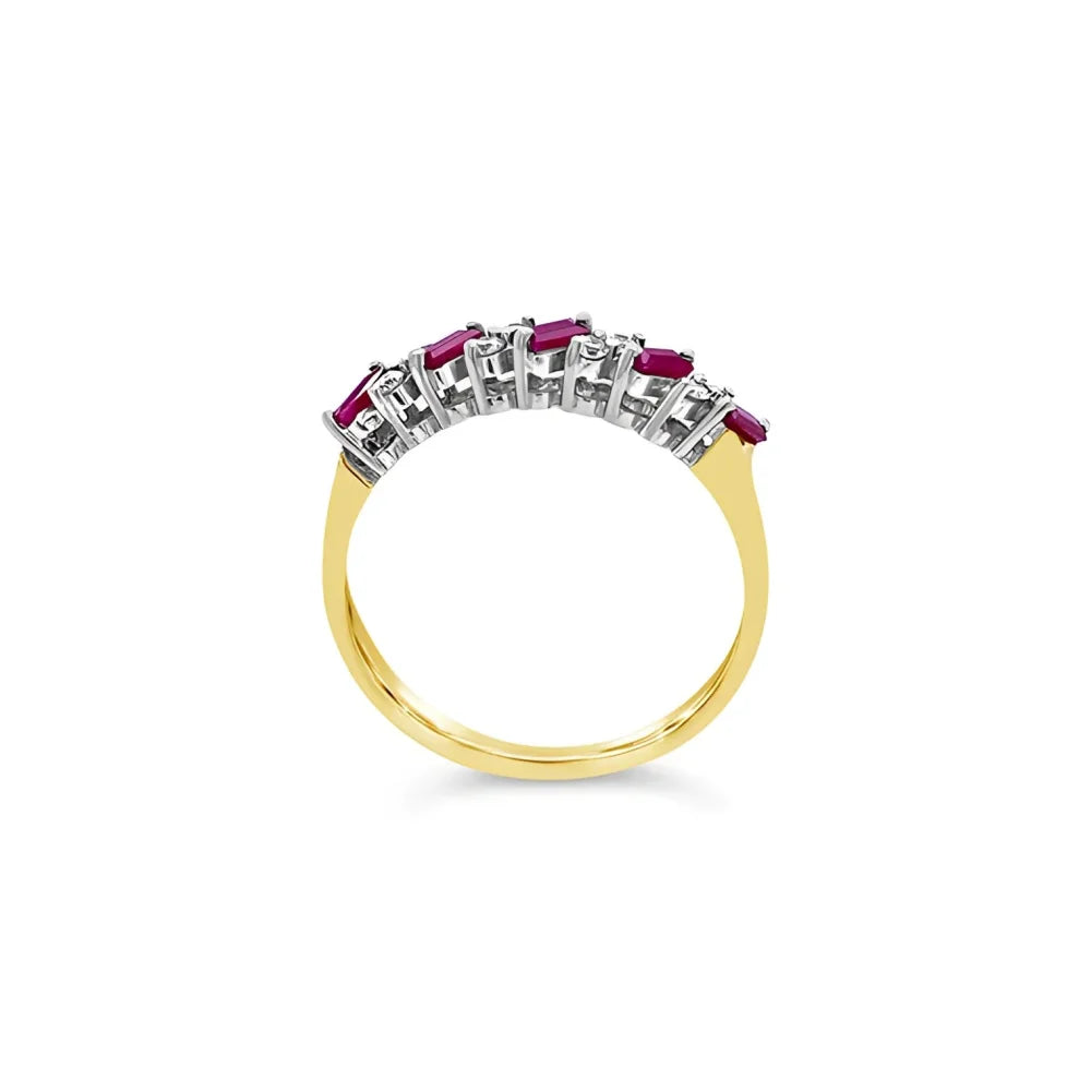 (REF 1194) Ruby and Diamond Ring (18CT YELLOW GOLD)