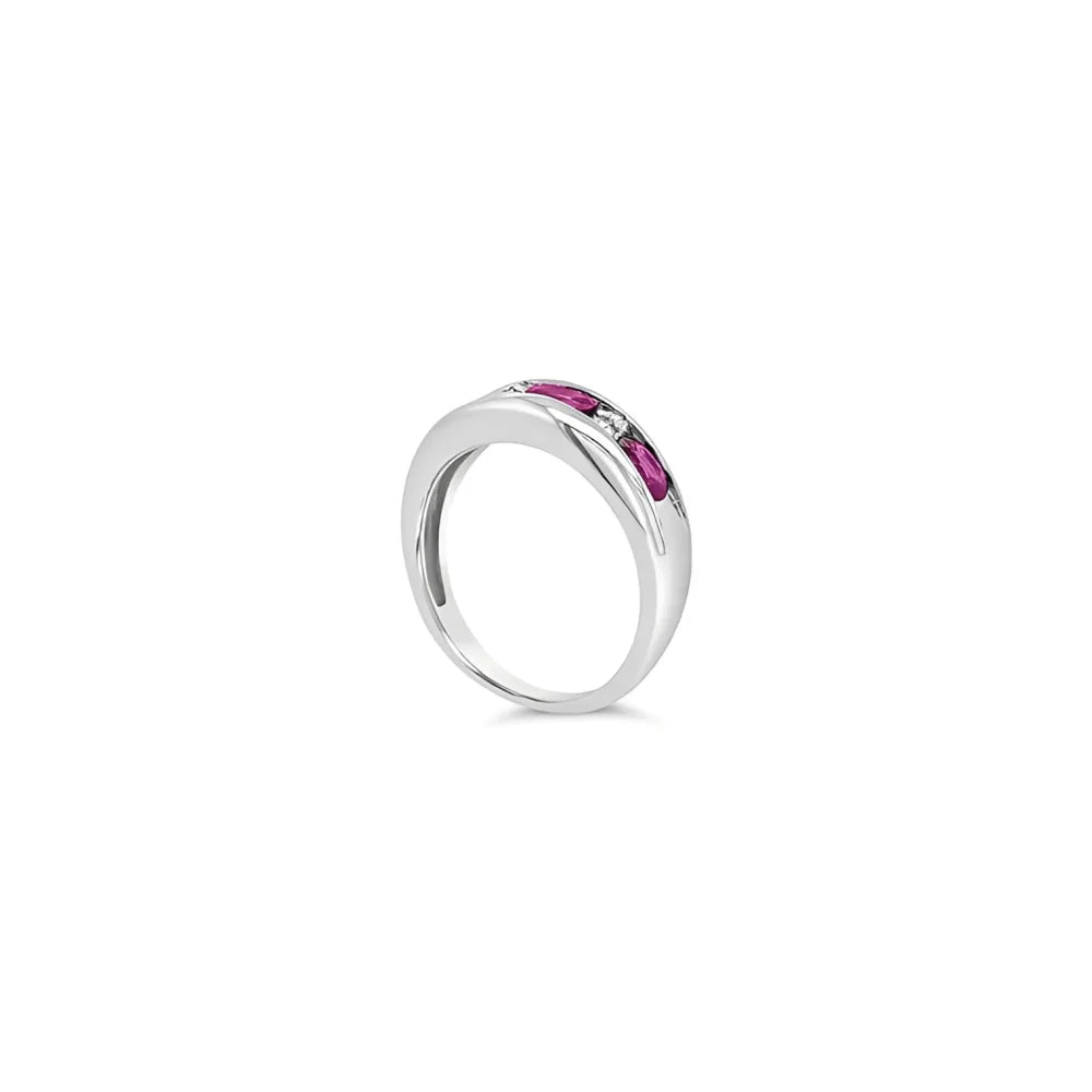 (Ref 1772) 0.75ct Ruby and 0.10ct Diamond Ring (18ct White Gold)