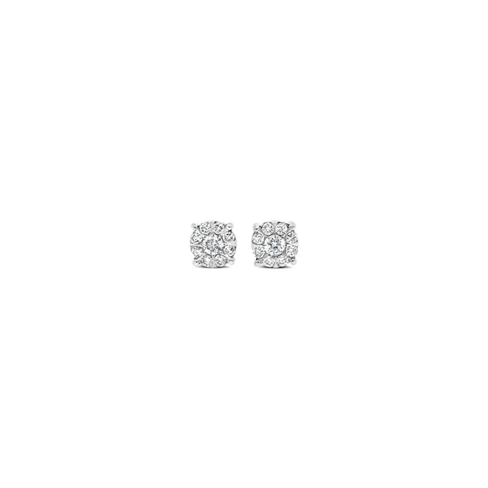 (Ref 1779) 1ct Diamond Cluster Earring (9ct White Gold)