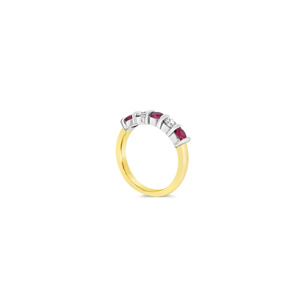 (Ref 1797) 0.25ct Diamond 0.30 Ruby Ring (18ct Yellow Gold)