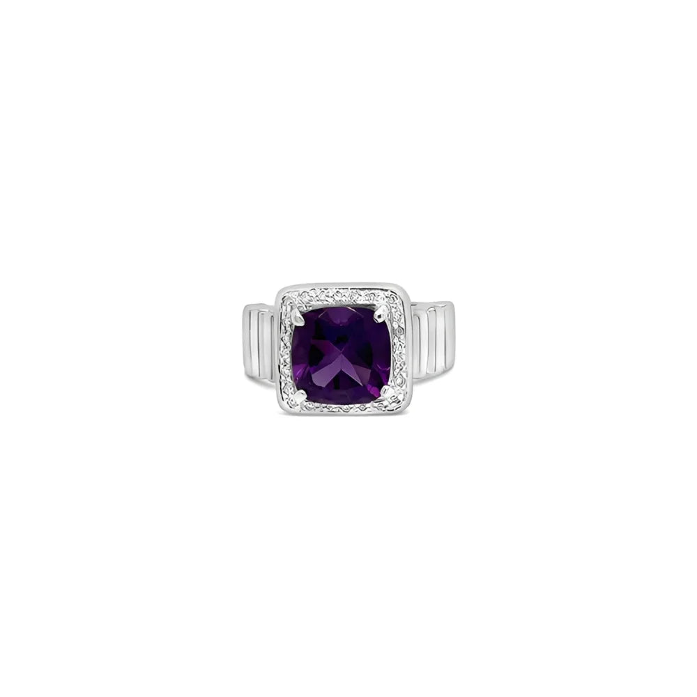 (Ref 1821) 11.4cts Amethyst and Diamond Ring (18ct White Gold)