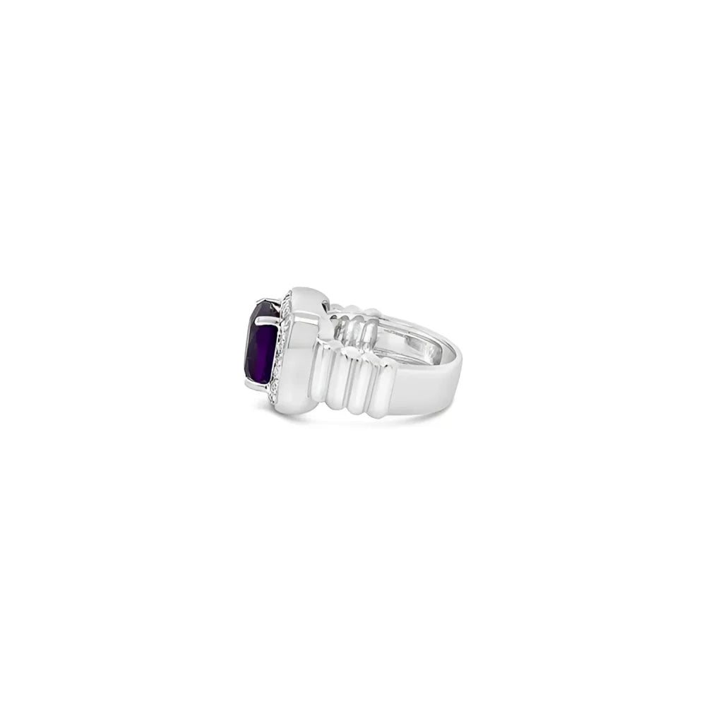 (Ref 1821) 11.4cts Amethyst and Diamond Ring (18ct White Gold)