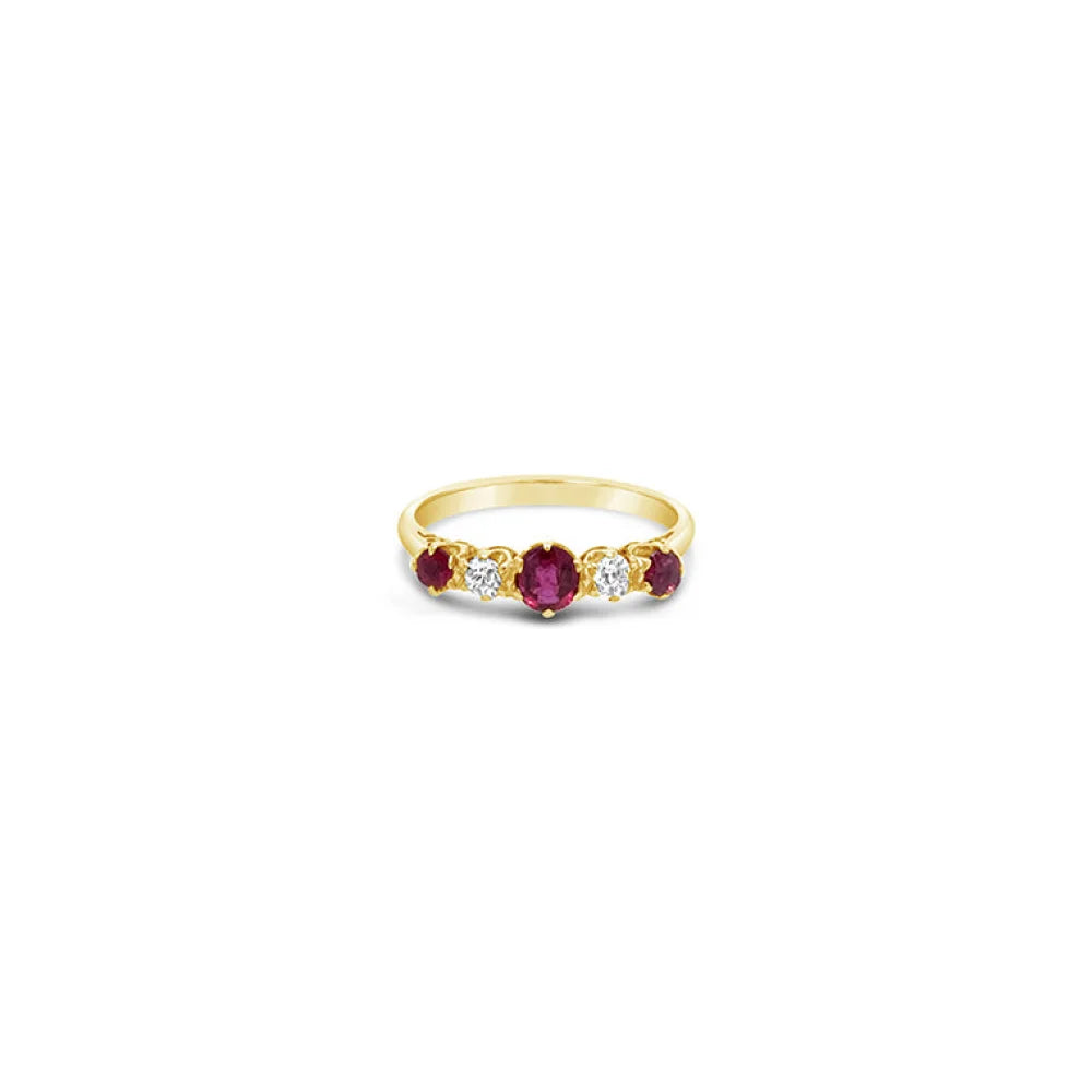 (Ref 1915) Edwardian Diamond Ruby Ring (120 years old) (18ct Yellow Gold)