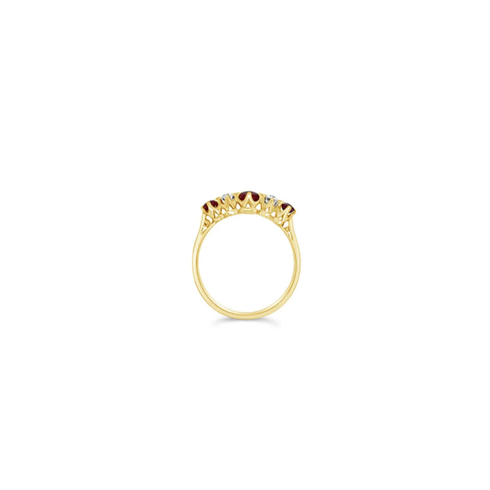 (Ref 1915) Edwardian Diamond Ruby Ring (120 years old) (18ct Yellow Gold)