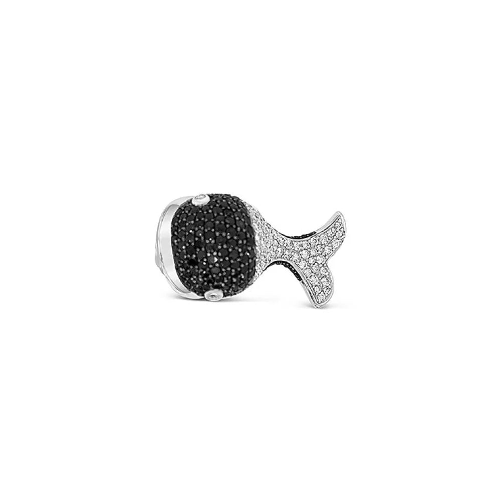 (Ref 1919) 7cts Black/White Diamonds Whale Dress Ring (18ct White Gold)