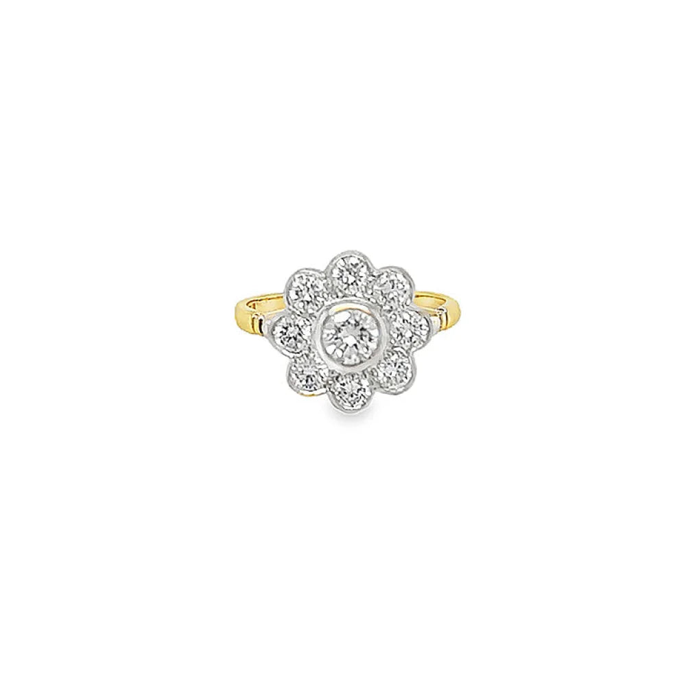 (REF 1981) 1ct Diamond Cluster Ring (18ct Yellow Gold)