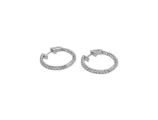 (REF 1019) 0.71ct Diamond Hoop Earrings (18ct White Gold)