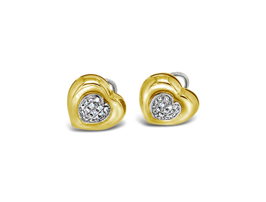 (REF 1140) 0.50ct DIAMOND HEART EARRINGS (18CT YELLOW GOLD)
