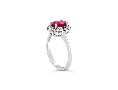 (REF 1187)1.00ct DIAMOND RUBY CLUSTER RING (18CT WHITE GOLD)