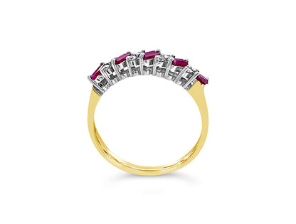 (REF 1194) Ruby and Diamond Ring (18CT YELLOW GOLD)