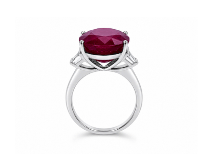 14.29ct Ruby & Diamond Solitaire Ring – 18ct White Gold