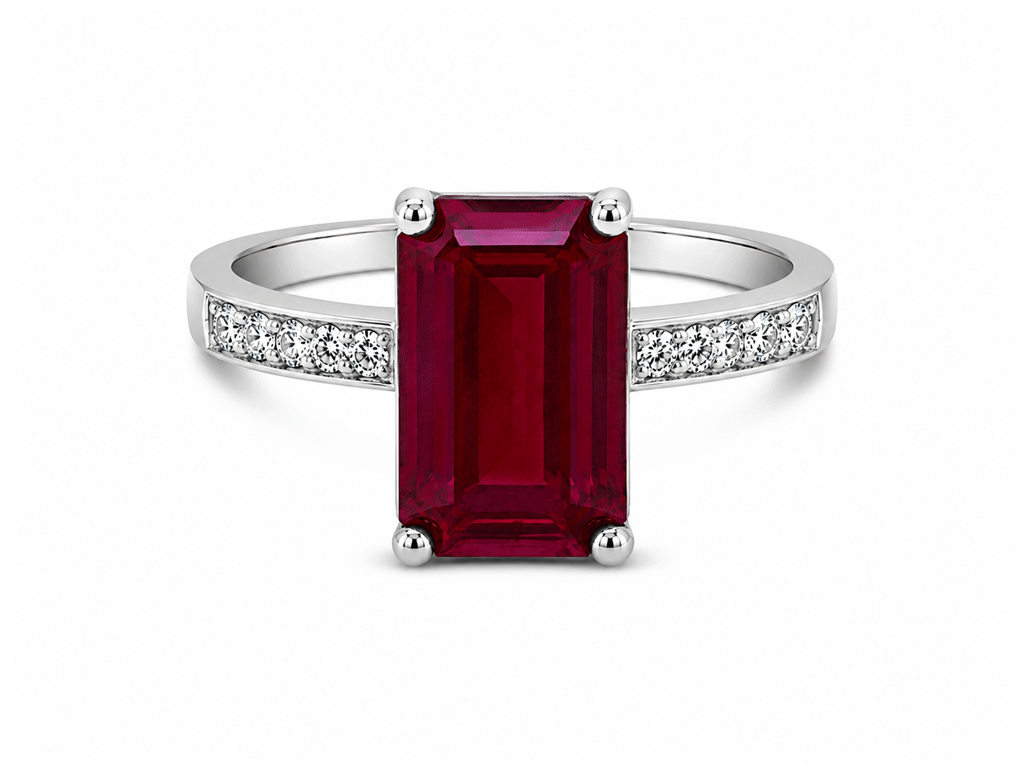 6.40ct Ruby & Diamond Ring – 18ct White Gold