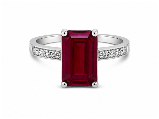 6.40ct Ruby & Diamond Ring – 18ct White Gold