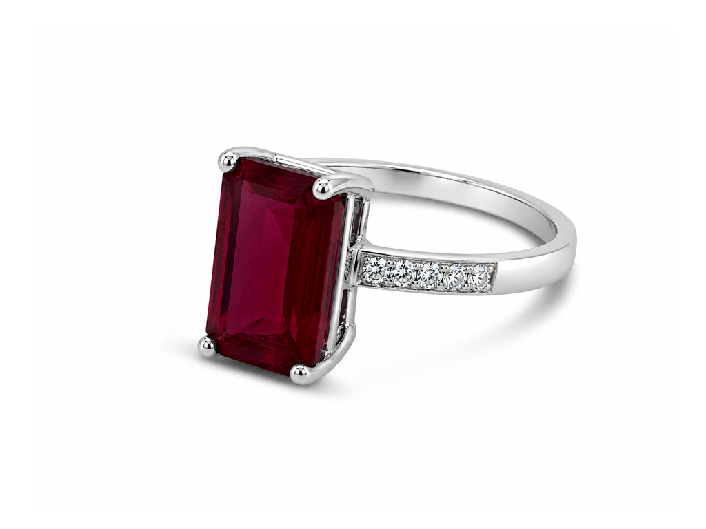 6.40ct Ruby & Diamond Ring – 18ct White Gold