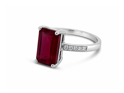 6.40ct Ruby & Diamond Ring – 18ct White Gold
