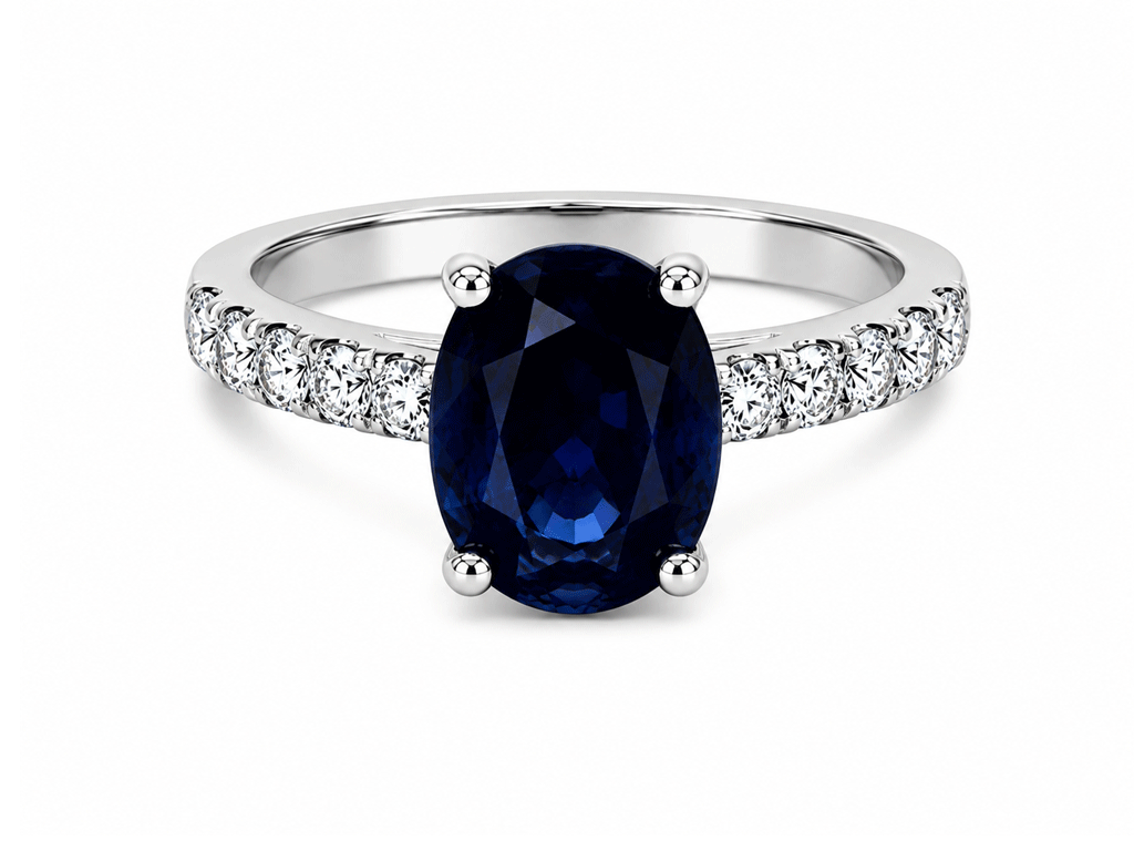 3ct Ceylon Sapphire & 0.46ct Diamond Ring – 18ct White Gold