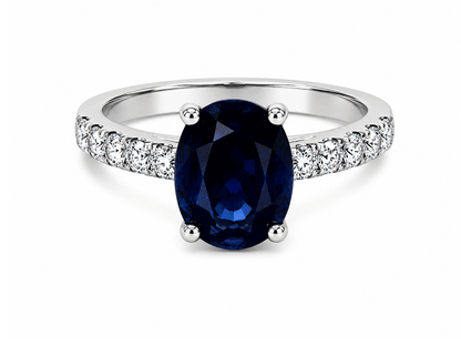3ct Ceylon Sapphire & 0.46ct Diamond Ring – 18ct White Gold