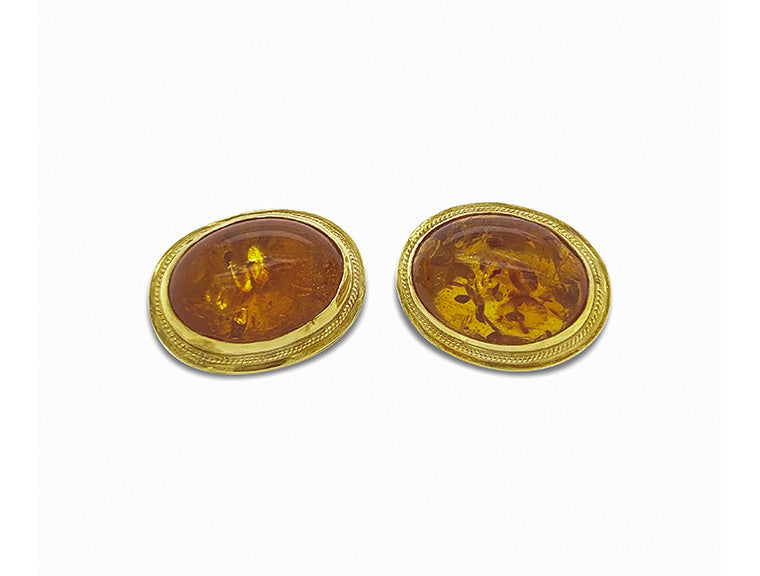 (REF 1300) Amber Earrings (18ct Yellow gold)