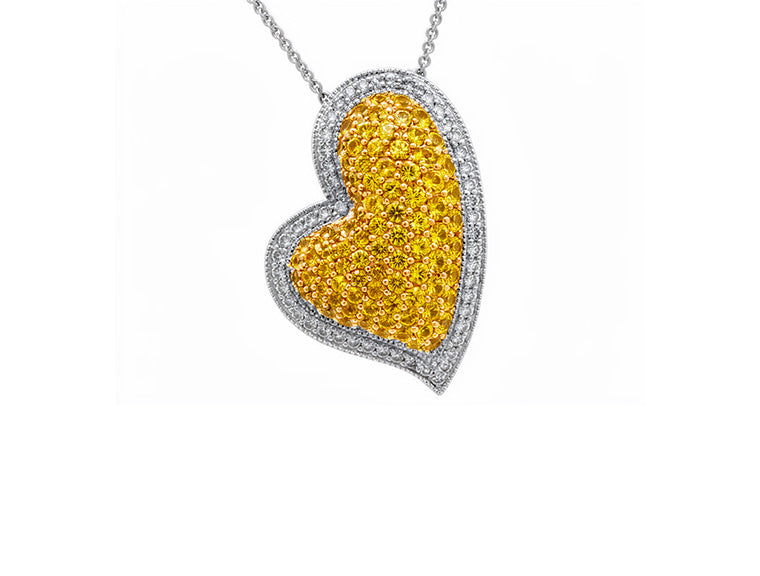 2ct Brilliant Cut Diamond Heart Pendant in 18ct Yellow and White Gold