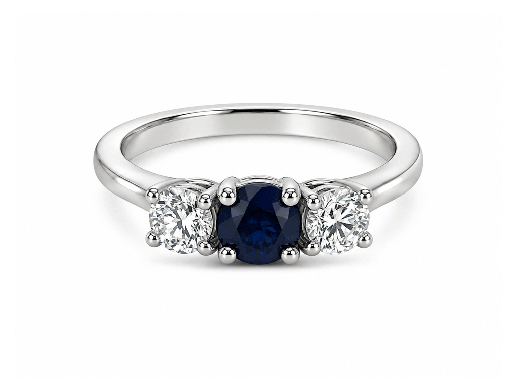 1.02ct Diamond & Sapphire Trilogy Ring – Platinum
