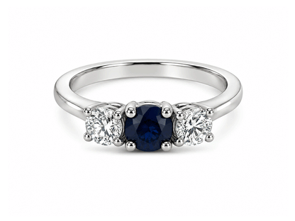 1.02ct Diamond & Sapphire Trilogy Ring – Platinum