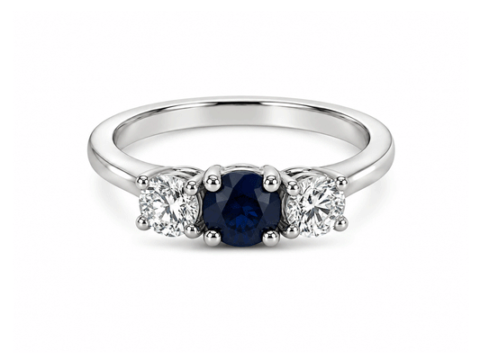1.02ct Diamond & Sapphire Trilogy Ring – Platinum