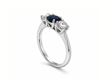 1.02ct Diamond & Sapphire Trilogy Ring – Platinum