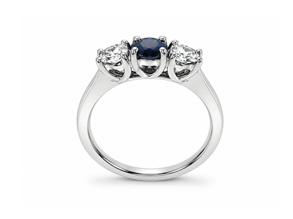 1.02ct Diamond & Sapphire Trilogy Ring – Platinum