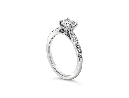 (REF 1321) 0.81ct Semi Solitaire Diamond Ring (Platinum)