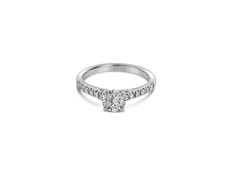 (REF 1321) 0.81ct Semi Solitaire Diamond Ring (Platinum)