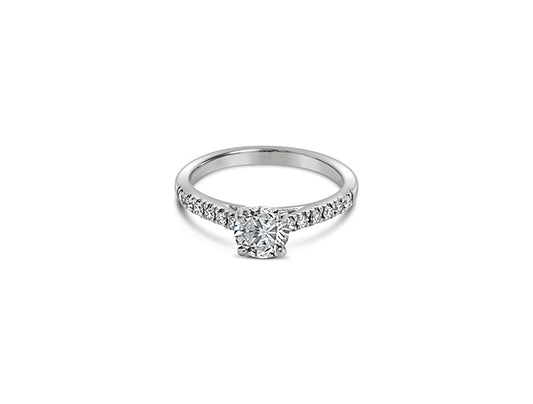(REF 1321) 0.81ct Semi Solitaire Diamond Ring (Platinum)