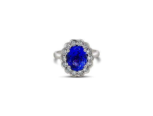 (REF 1332) 0.78ct Diamond 2.81cts Tanzanite Cluster Ring (18CT WHITE GOLD)