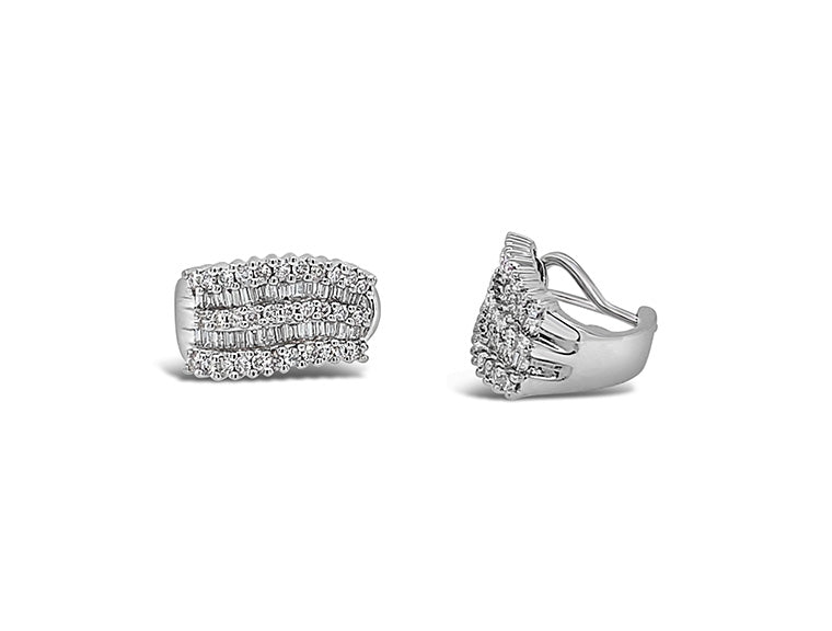 (REF 1334) Diamond Hoop Earrings (14CT WHITE GOLD)