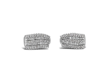 (REF 1334) Diamond Hoop Earrings (14CT WHITE GOLD)
