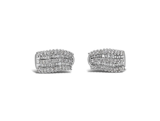 (REF 1334) Diamond Hoop Earrings (14CT WHITE GOLD)