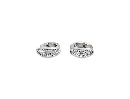 (REF 1396)1.10ct DIAMOND CREOLEN EARRINGS (18CT WHITE GOLD)