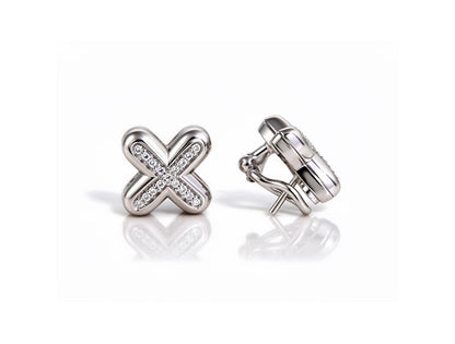 0.85ct Diamond Cross Earrings – 18ct White Gold