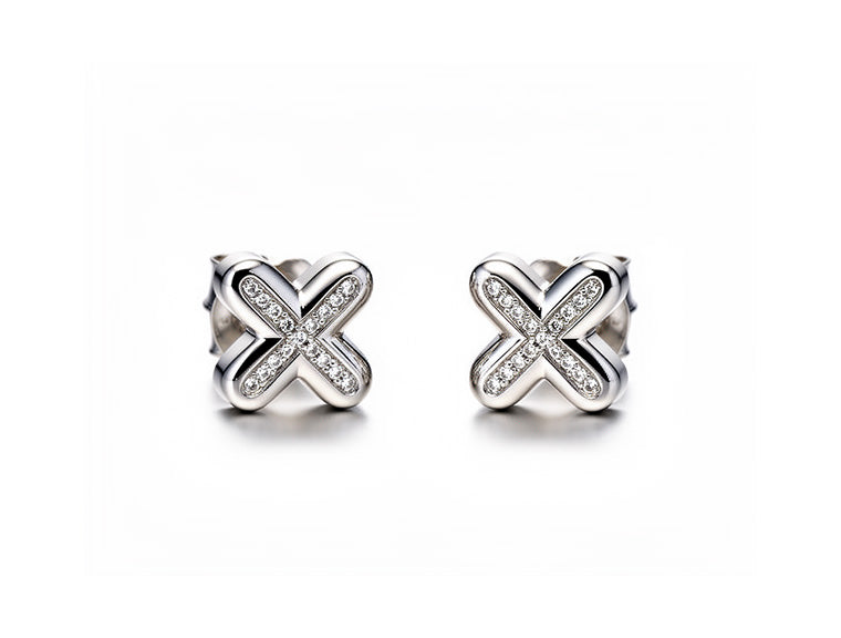 0.85ct Diamond Cross Earrings – 18ct White Gold