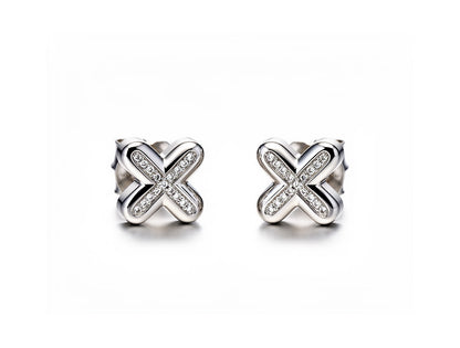 0.85ct Diamond Cross Earrings – 18ct White Gold