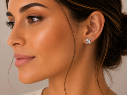 0.85ct Diamond Cross Earrings – 18ct White Gold