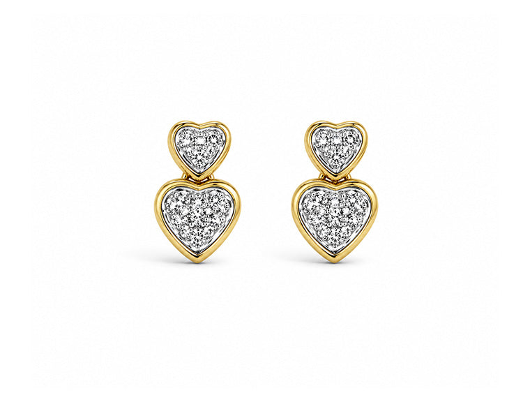 0.91ct Diamond Heart Earrings in 18ct White & Yellow Gold