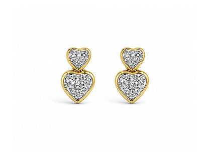 0.91ct Diamond Heart Earrings in 18ct White & Yellow Gold