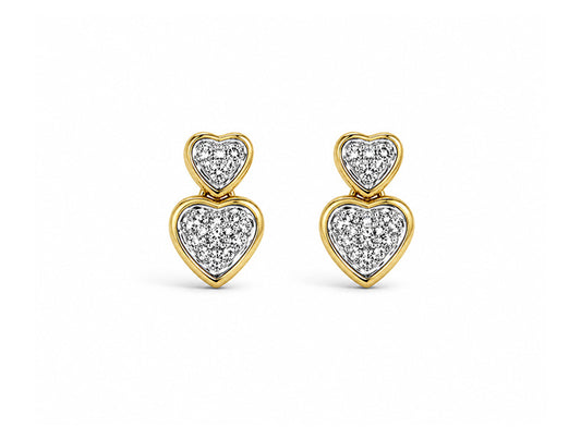 0.91ct Diamond Heart Earrings in 18ct White & Yellow Gold